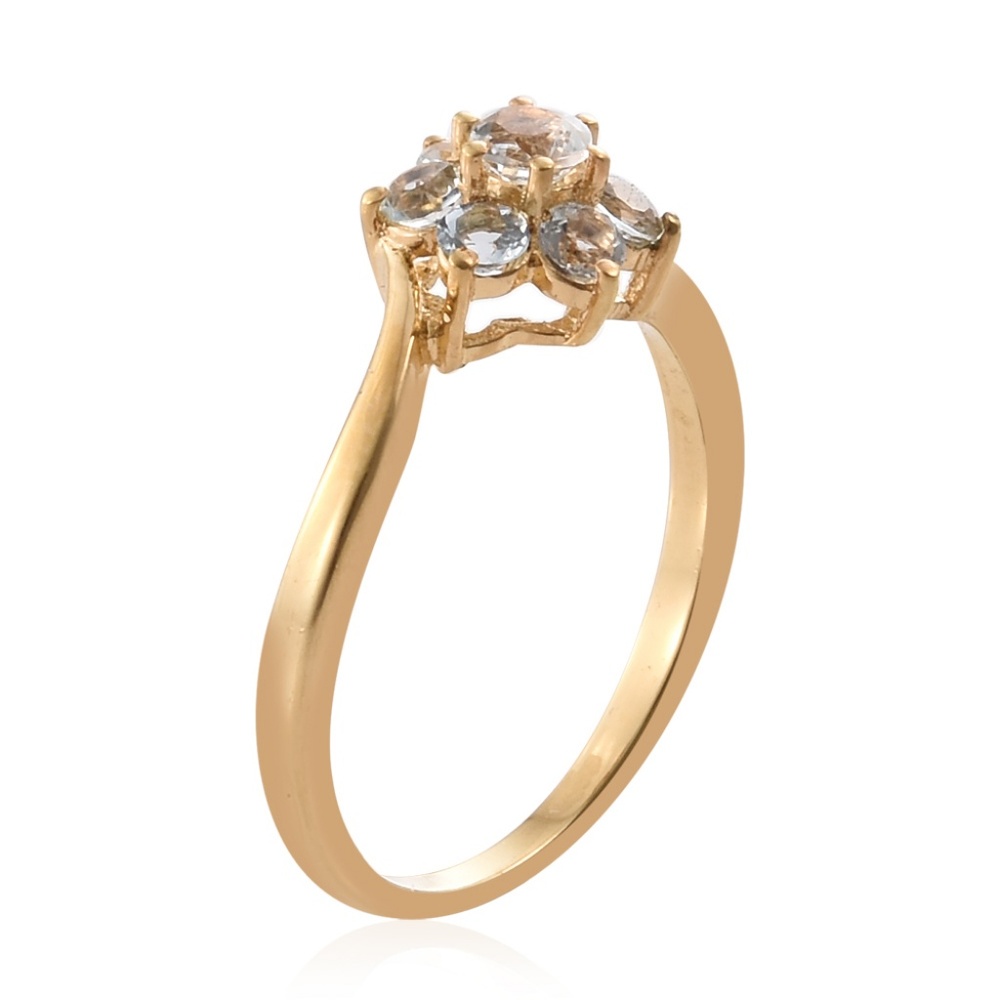 Espirito Santo Aquamarine Plated YG Stainless Ring - Picture 3 of 4